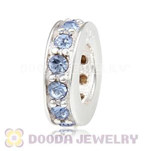 Sterling Silver European Spacer Beads with Light Sapphire Austrian Crystal