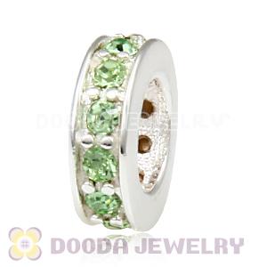 Sterling Silver European Spacer Beads with Peridot Austrian Crystal