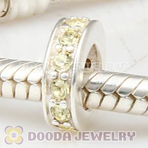 Sterling Silver European Spacer Beads with Jonquil Austrian Crystal