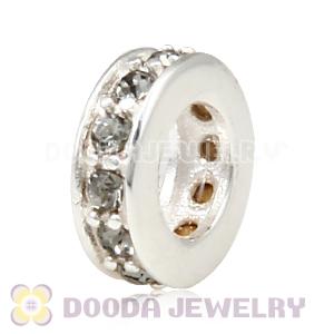 Sterling Silver European Spacer Beads with Black Diamond Austrian Crystal