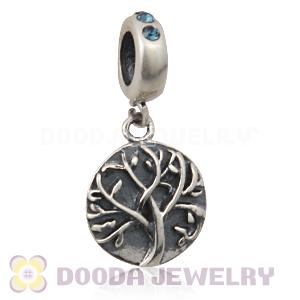 Sterling Silver Tree of Life Dangle Beads with Montana Austrian Crystal