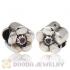 925 Sterling Silver European Style Daisy Charm Beads with Purple Stone