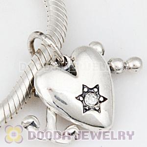 Sterling Silver Dangle Faith Love and Charity with Crystal Austrian Crystal Charm