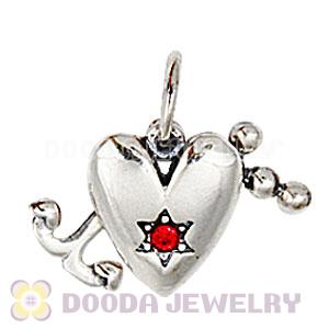 Sterling Silver Dangle Faith Love and Charity with Light Siam Austrian Crystal Charm