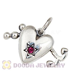 Sterling Silver Dangle Faith Love and Charity with Amethyst Austrian Crystal Charm