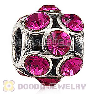 European Sterling Silver Whimsical Lights with Fuchsia Austrian Crystal Charm