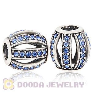 European Sterling Silver Leading Lady with Sapphire Austrian Crystal Charm