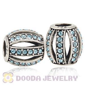 European Sterling Silver Leading Lady with Aquamarine Austrian Crystal Charm