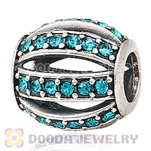 European Sterling Silver Leading Lady with Blue Zircon Austrian Crystal Charm