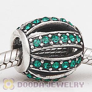 European Sterling Silver Leading Lady with Emerald Austrian Crystal Charm