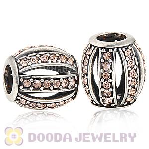 European Sterling Silver Leading Lady with Light Peach Austrian Crystal Charm