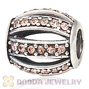 European Sterling Silver Leading Lady with Light Peach Austrian Crystal Charm