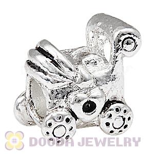 Antique Silver Plated European Style Alloy Baby Carriage Beads