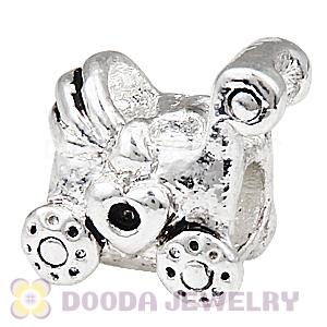 Antique Silver Plated European Style Alloy Baby Carriage Beads