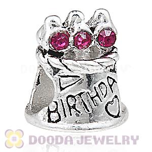Silver Plated Birthday Cake Charm Beads with Stone Wholesale 