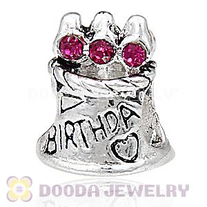 Silver Plated Birthday Cake Charm Beads with Stone Wholesale 