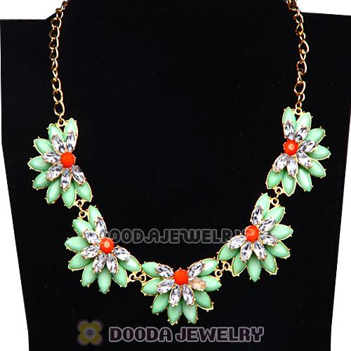 Resin Rhinestone Crystal Lotus Flower Choker Bib Necklace Wholesale