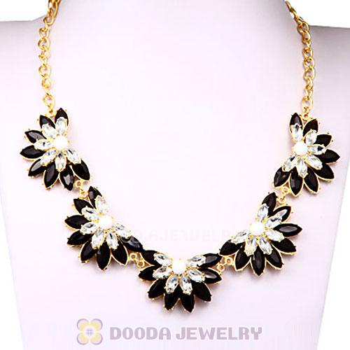 Resin Rhinestone Crystal Lotus Flower Choker Bib Necklace Wholesale