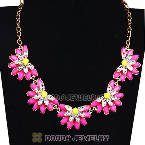 Resin Rhinestone Crystal Lotus Choker Bib Necklace Wholesale