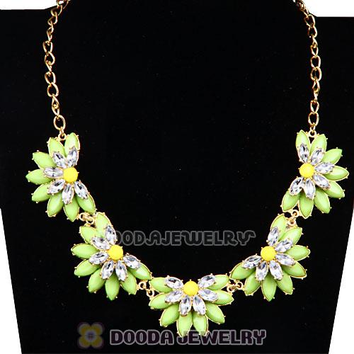 Resin Rhinestone Crystal Lotus Flower Choker Bib Necklace Wholesale