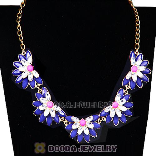 Resin Rhinestone Crystal Lotus Flower Choker Bib Necklace Wholesale