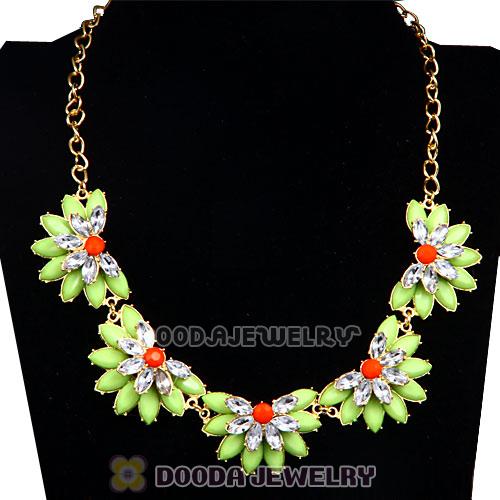 Resin Rhinestone Crystal Lotus Choker Bib Necklace Wholesale