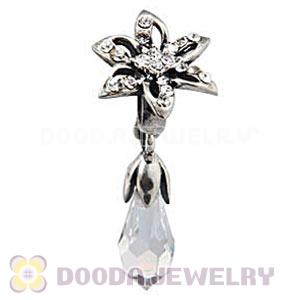 European Sterling Silver Lily Briolette Dangle Beads with Crystal Austrian Crystal
