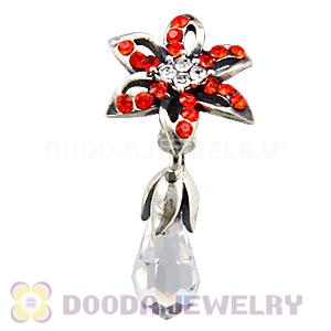 Sterling Silver Lily Briolette Dangle Beads with Hyacinth and Crystal Austrian Crystal