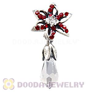 Sterling Silver Lily Briolette Dangle Beads with Siam and Crystal Austrian Crystal