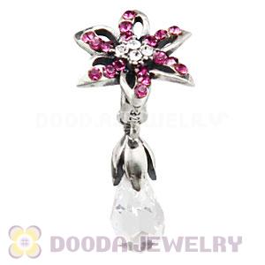 Sterling Silver Lily Briolette Dangle Beads with Amethyst and Crystal Austrian Crystal