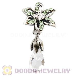 Sterling Silver Lily Briolette Dangle Beads with Peridot and Crystal Austrian Crystal