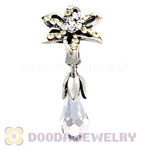 Sterling Silver Lily Briolette Dangle Beads with Jonquil and Crystal Austrian Crystal