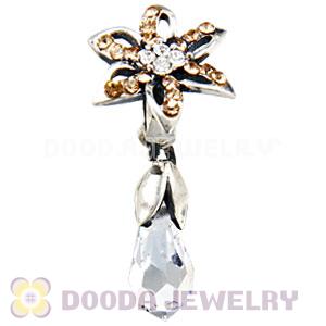 Sterling Silver Lily Briolette Dangle Beads with Light Colorado Topaz and Crystal Austrian Crystal
