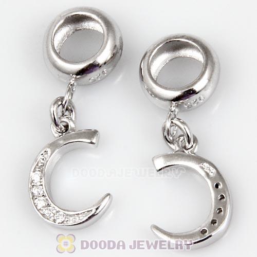 925 Sterling Silver Dangle Letter C Beads with CZ Stone