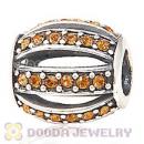 European Sterling Silver Leading Lady with Topaz Austrian Crystal Charm