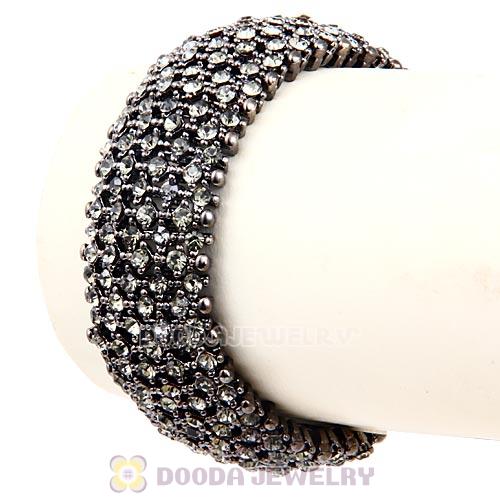 Hip Hop Style Pave Crystal Stretch Wrap Alloy Bracelet