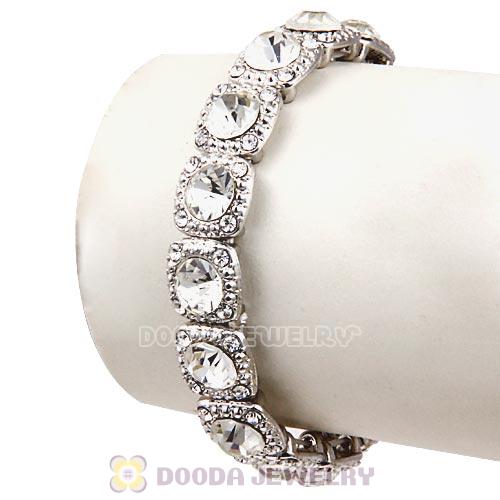 Hip Hop Style Pave Crystal Stretch Wrap Alloy Bracelet