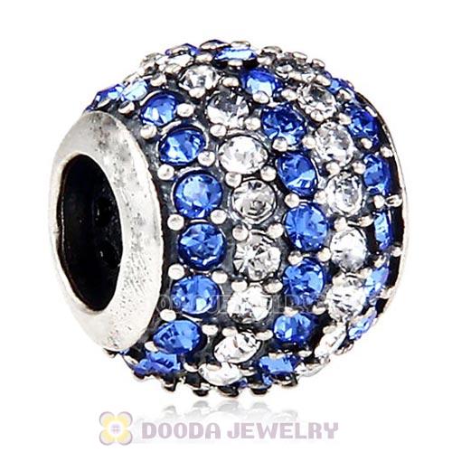 2013 European Sterling Silver Pave Lights With Crystal Sapphire Austrian Crystal Charm