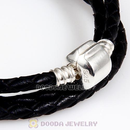 57cm European Black Triple Braided Leather Strength Bracelet