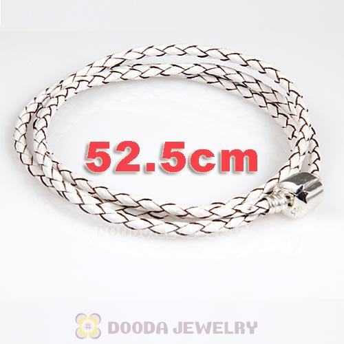 52.5cm European White Triple Braided Leather Promising Bracelet