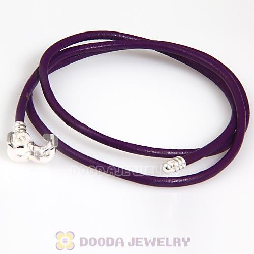 57cm European Purple Triple Slippy Leather Intuition Bracelet