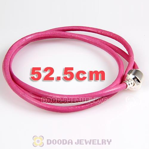 52.5cm European Pink Triple Slippy Leather Romantic Bracelet