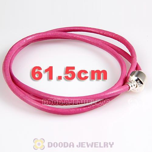 61.5cm European Pink Triple Slippy Leather Romantic Bracelet
