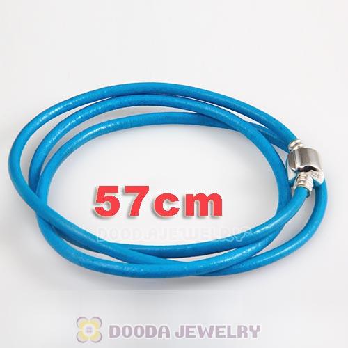 57cm European Teal Triple Slippy Leather Balance Bracelet