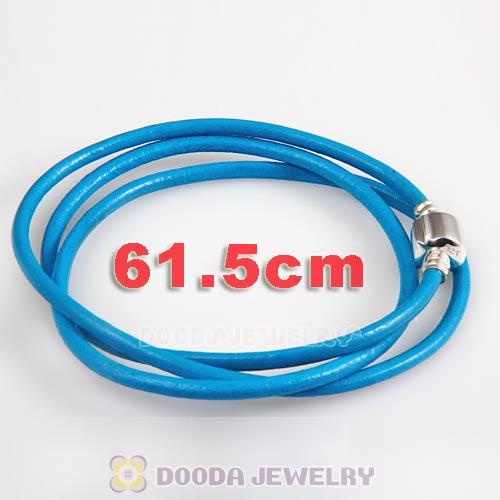 61.5cm European Teal Triple Slippy Leather Balance Bracelet