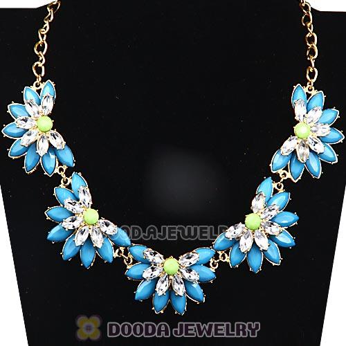 Resin Rhinestone Crystal Lotus Choker Bib Necklace Wholesale