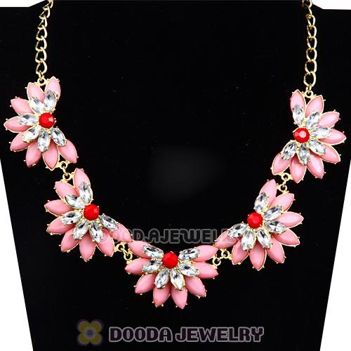 Resin Rhinestone Crystal Lotus Choker Bib Necklace Wholesale