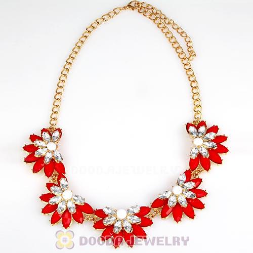 Resin Rhinestone Crystal Lotus Choker Bib Necklace Wholesale