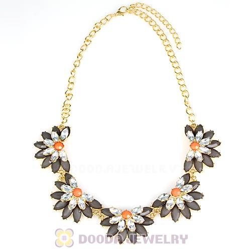 Resin Rhinestone Crystal Lotus Choker Bib Necklace Wholesale