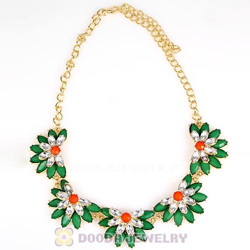 Resin Rhinestone Crystal Lotus Choker Bib Necklace Wholesale